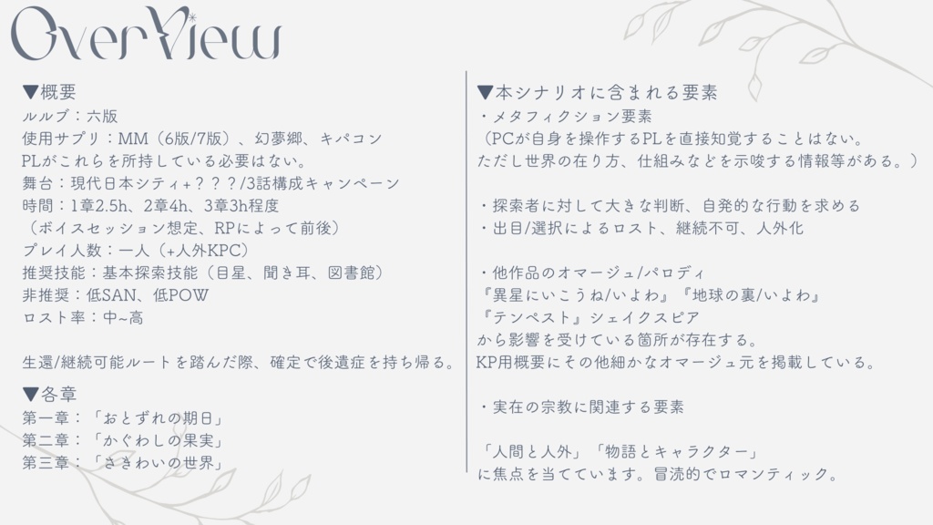 CoC『うるわしの獣』