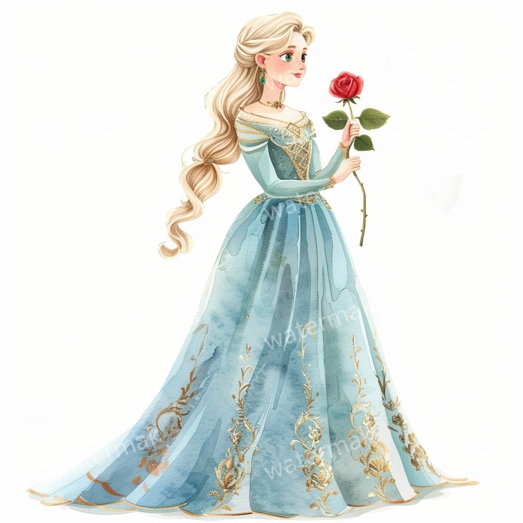 12人のプリンセス クリップアート｜高画質PNG・水彩風・デジタルダウンロード