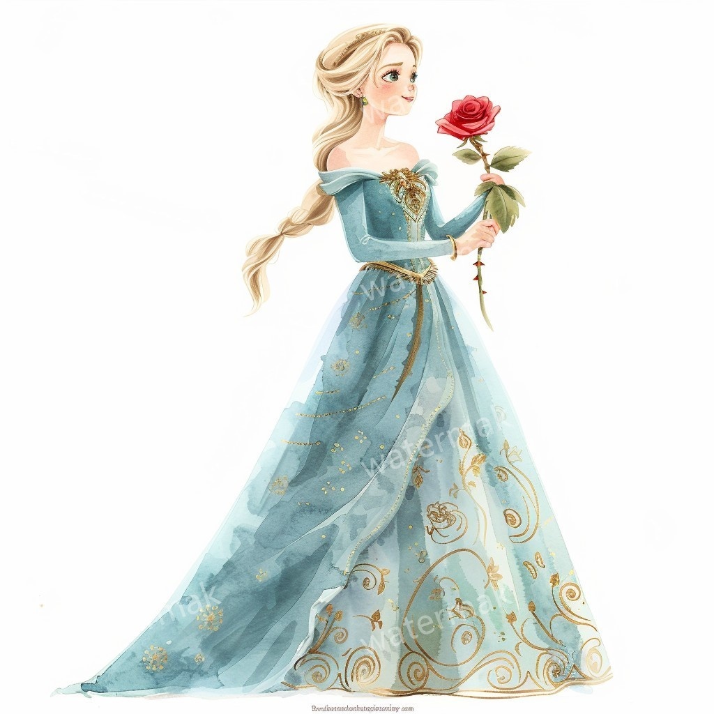12人のプリンセス クリップアート|高画質PNG・水彩風・デジタルダウンロード