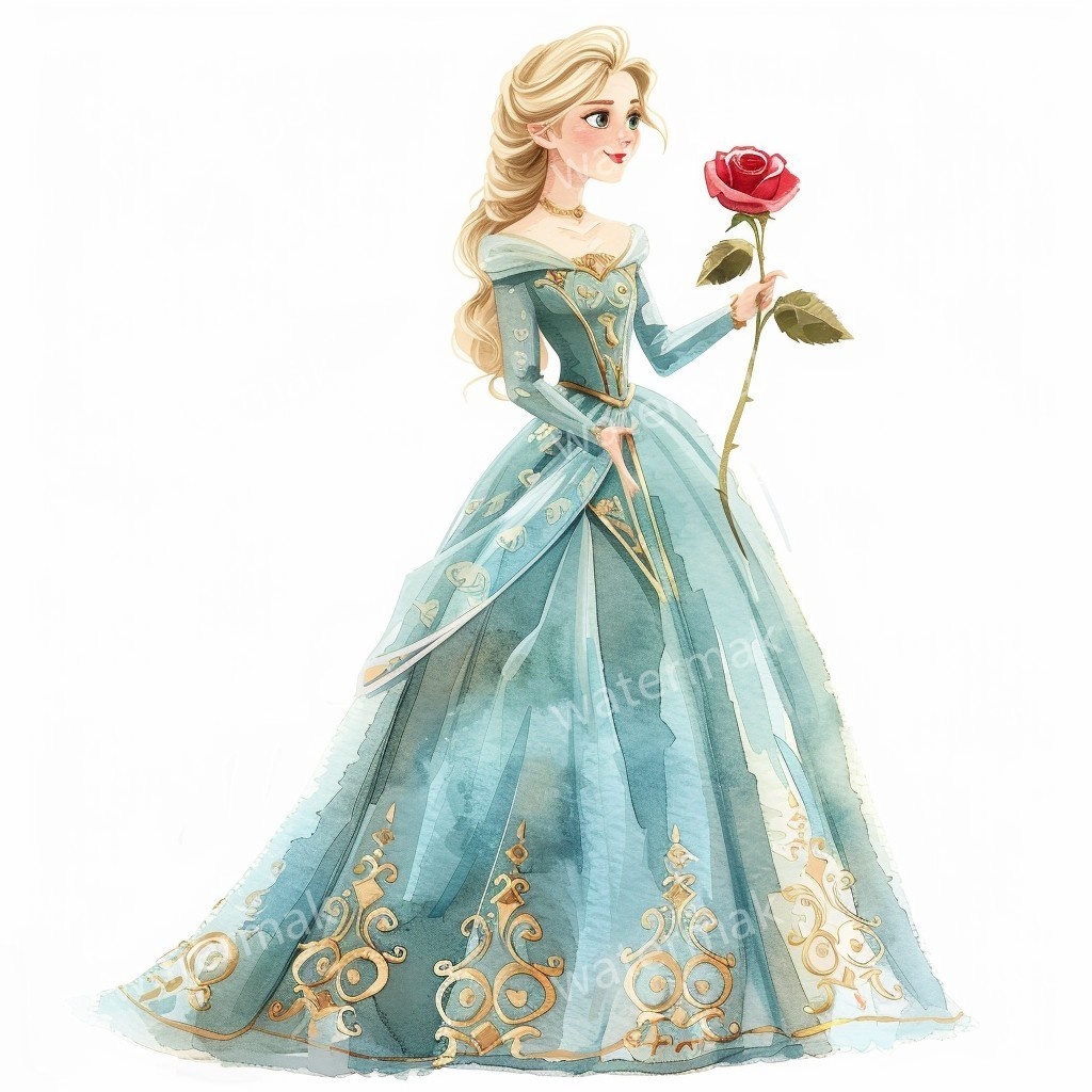12人のプリンセス クリップアート|高画質PNG・水彩風・デジタルダウンロード