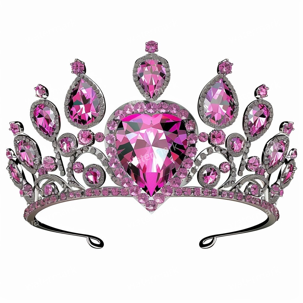 ピンクの王冠&プリンセスティアラ 32点セット|高画質PNG・水彩クリップアート|デジタル素材