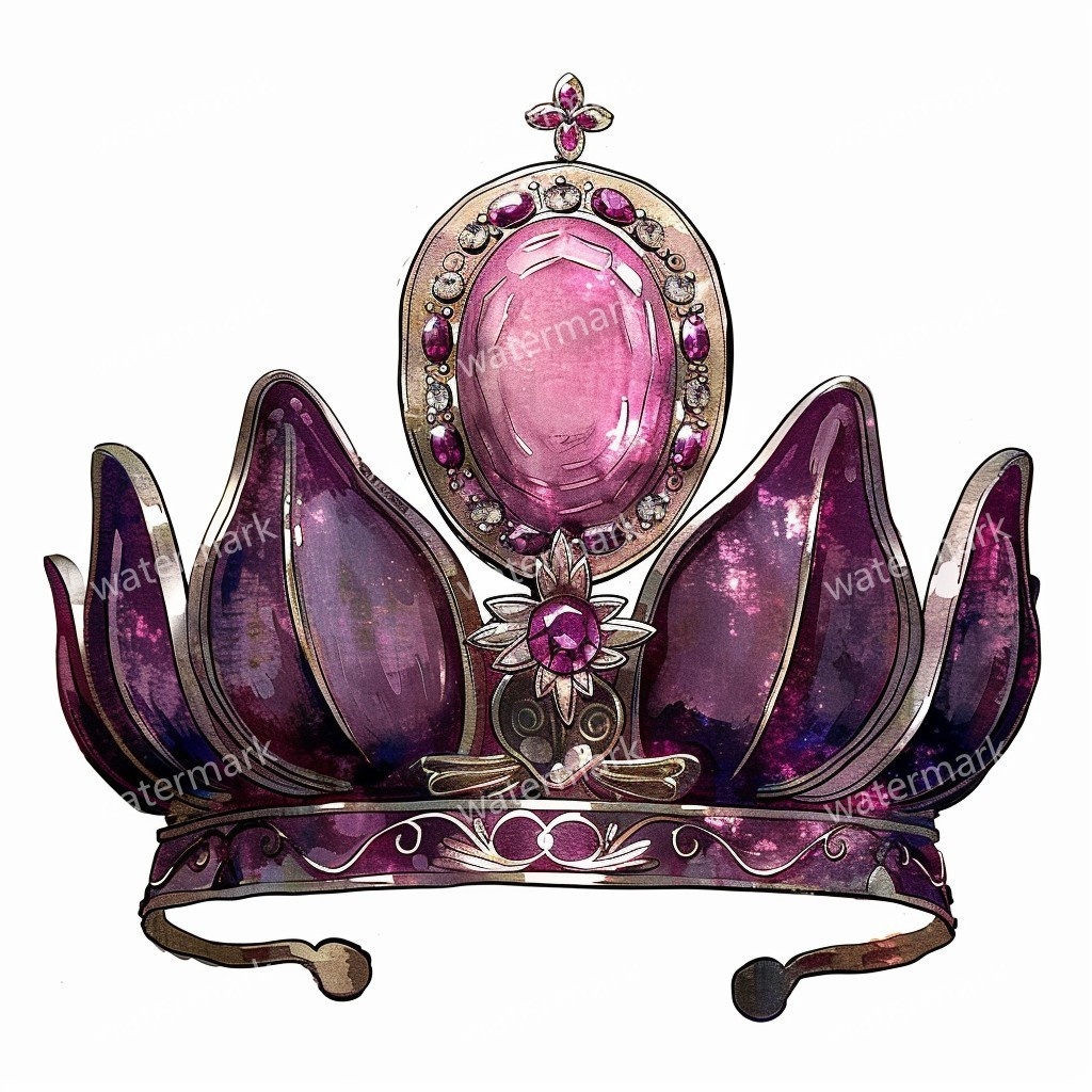 ピンクの王冠&プリンセスティアラ 32点セット|高画質PNG・水彩クリップアート|デジタル素材