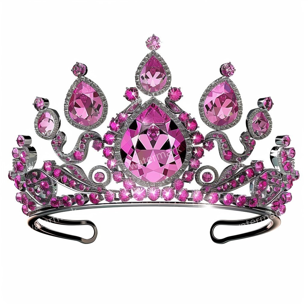 ピンクの王冠&プリンセスティアラ 32点セット|高画質PNG・水彩クリップアート|デジタル素材