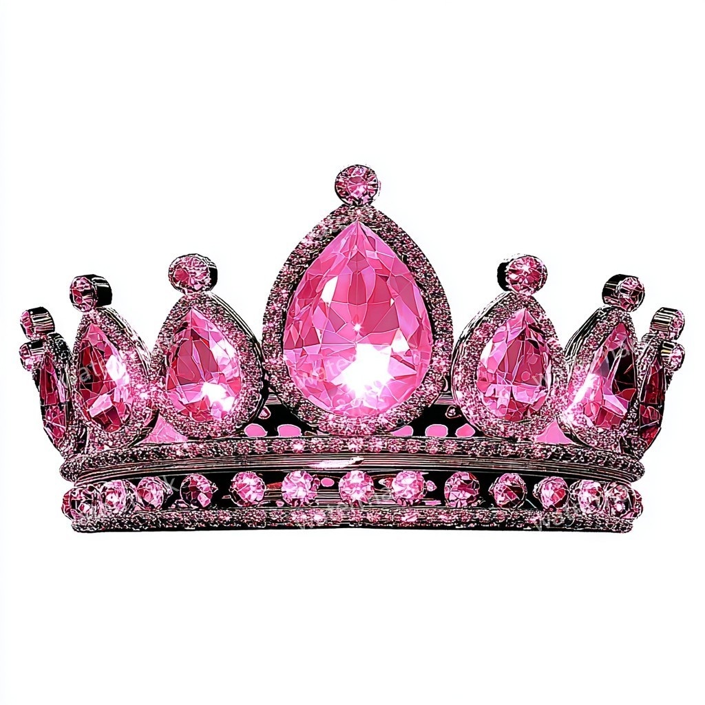 ピンクの王冠&プリンセスティアラ 32点セット|高画質PNG・水彩クリップアート|デジタル素材