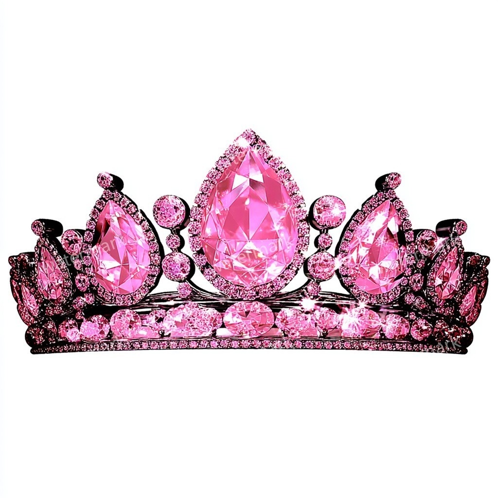 ピンクの王冠&プリンセスティアラ 32点セット|高画質PNG・水彩クリップアート|デジタル素材