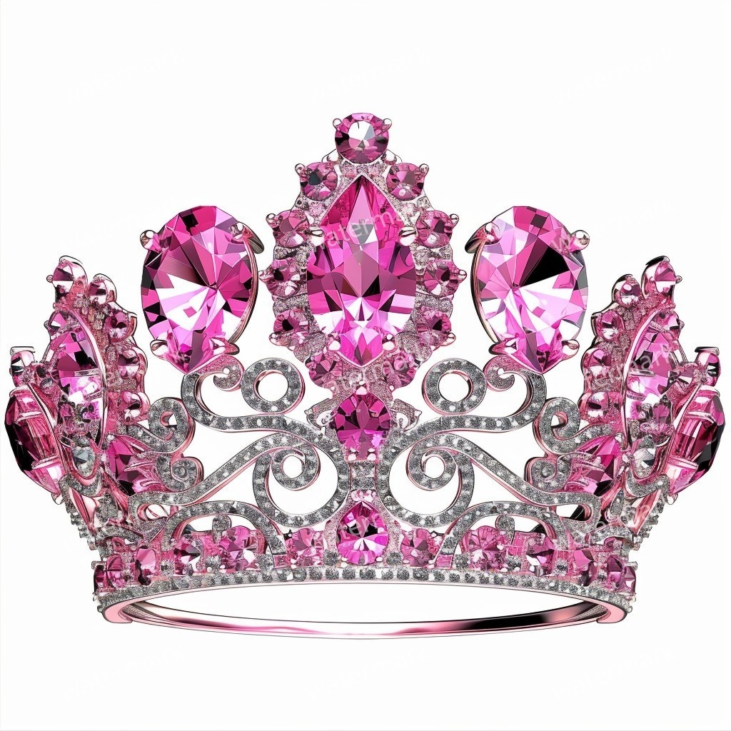 ピンクの王冠&プリンセスティアラ 32点セット|高画質PNG・水彩クリップアート|デジタル素材