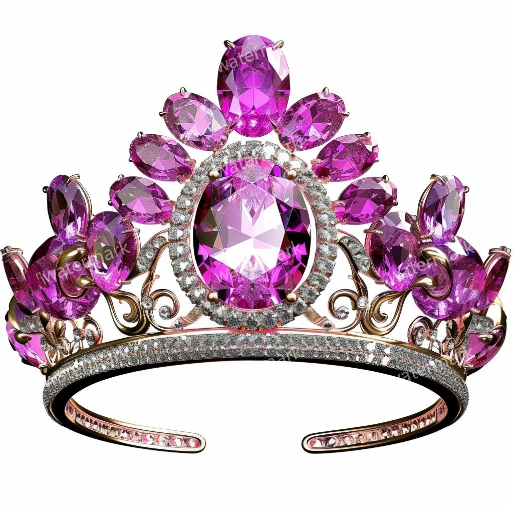 ピンクの王冠&プリンセスティアラ 32点セット|高画質PNG・水彩クリップアート|デジタル素材