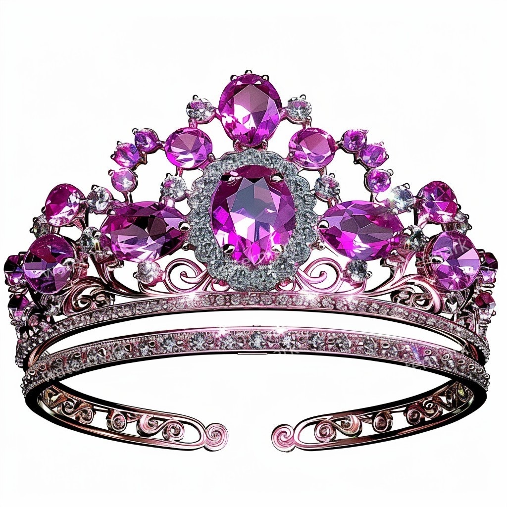 ピンクの王冠&プリンセスティアラ 32点セット|高画質PNG・水彩クリップアート|デジタル素材