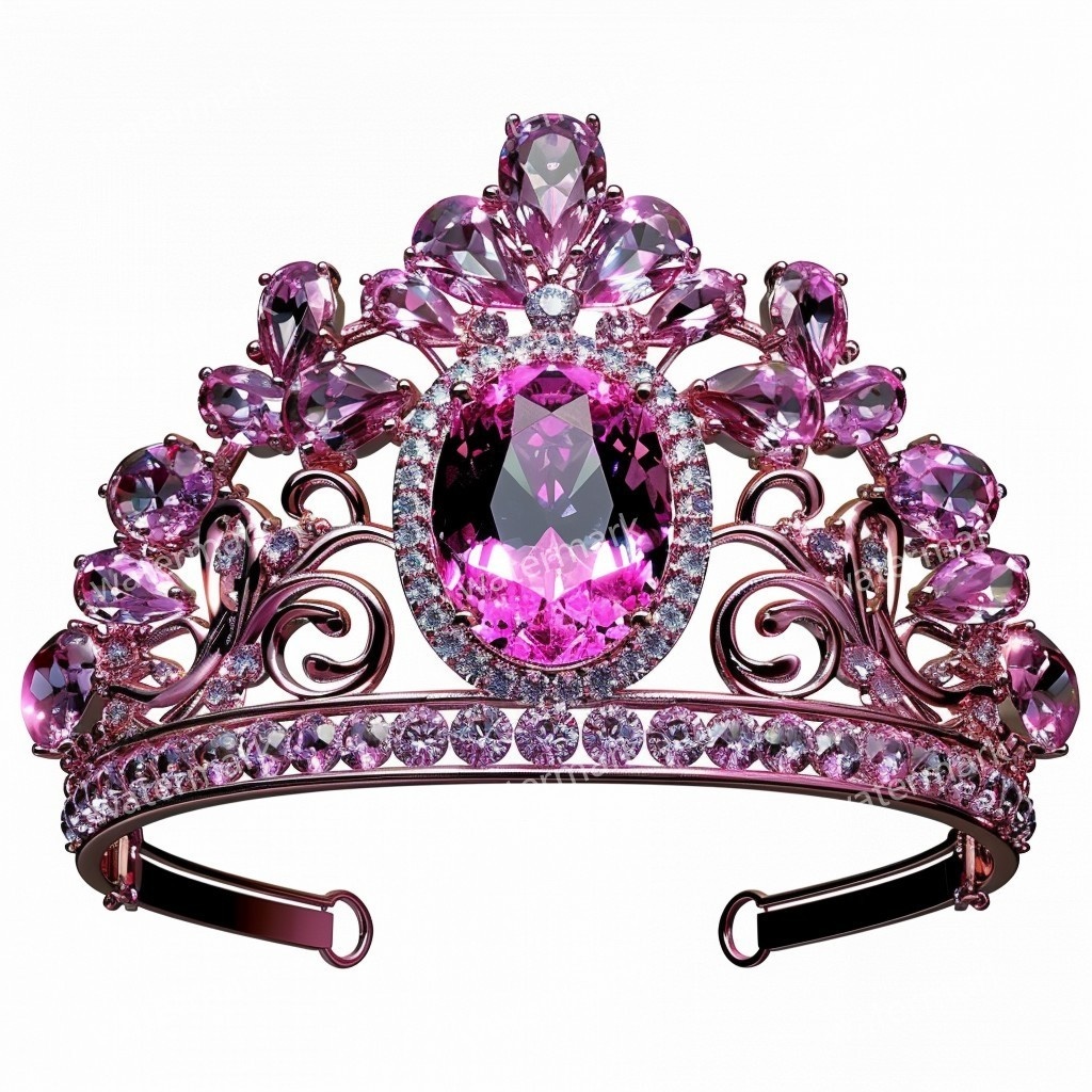 ピンクの王冠&プリンセスティアラ 32点セット|高画質PNG・水彩クリップアート|デジタル素材