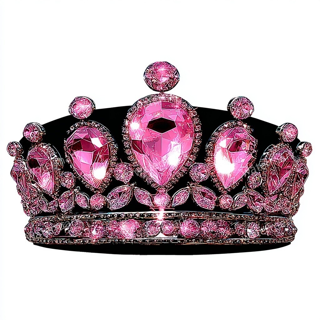 ピンクの王冠&プリンセスティアラ 32点セット|高画質PNG・水彩クリップアート|デジタル素材