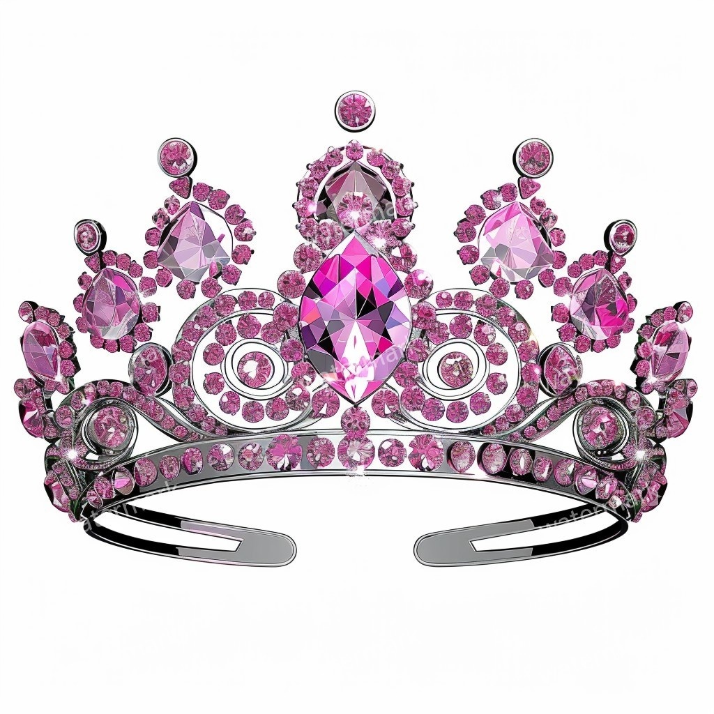 ピンクの王冠&プリンセスティアラ 32点セット|高画質PNG・水彩クリップアート|デジタル素材
