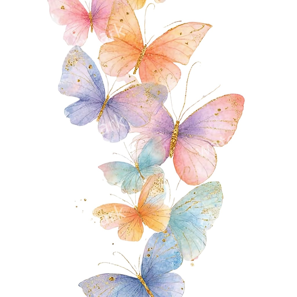 カラフルな蝶々クリップアート 20点セット|ゴールド蝶・水彩風|高画質PNG・デジタル素材