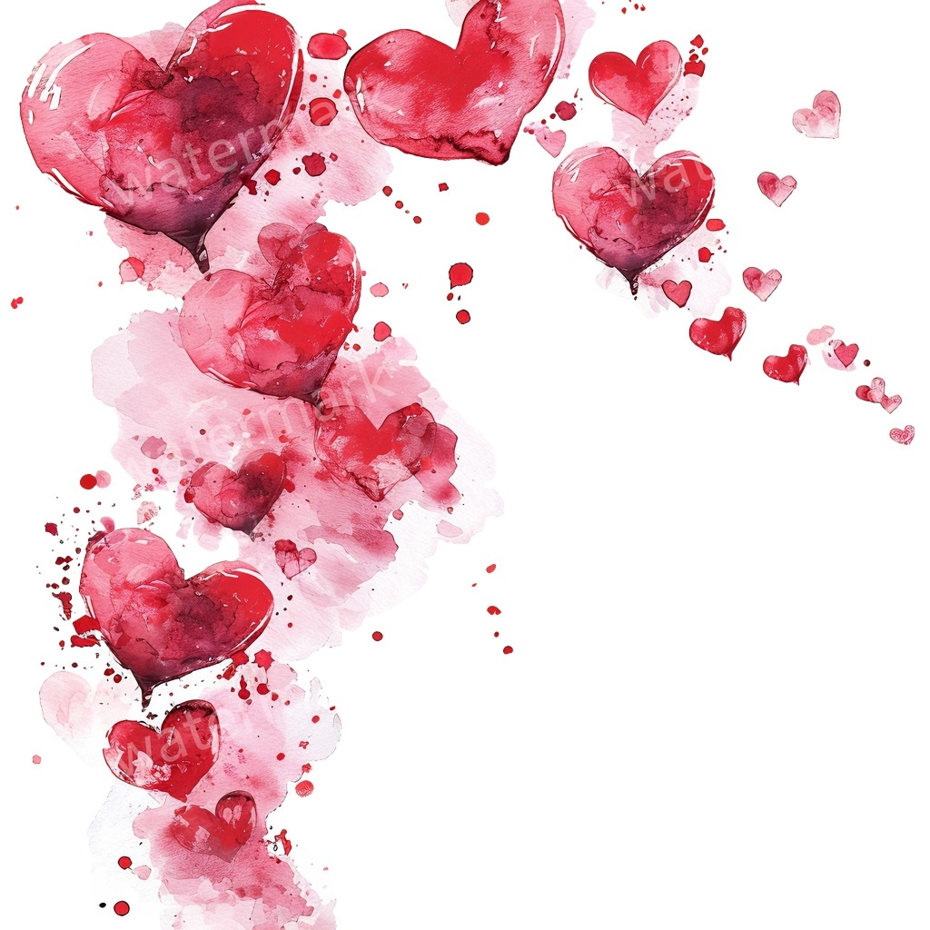 ハートのコーナー&エッジ 15点セット|水彩風クリップアート|高画質PNG・デジタル素材