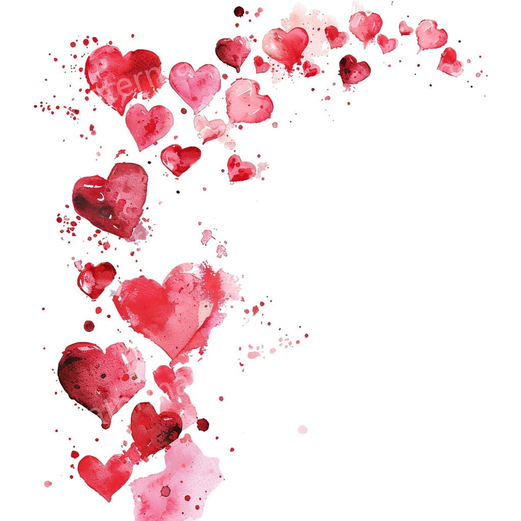 ハートのコーナー&エッジ 15点セット|水彩風クリップアート|高画質PNG・デジタル素材