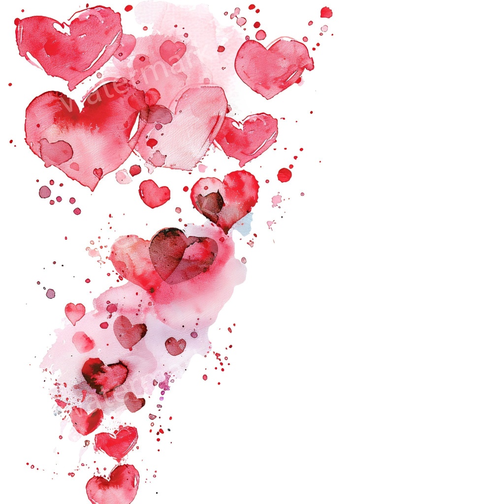 ハートのコーナー&エッジ 15点セット|水彩風クリップアート|高画質PNG・デジタル素材