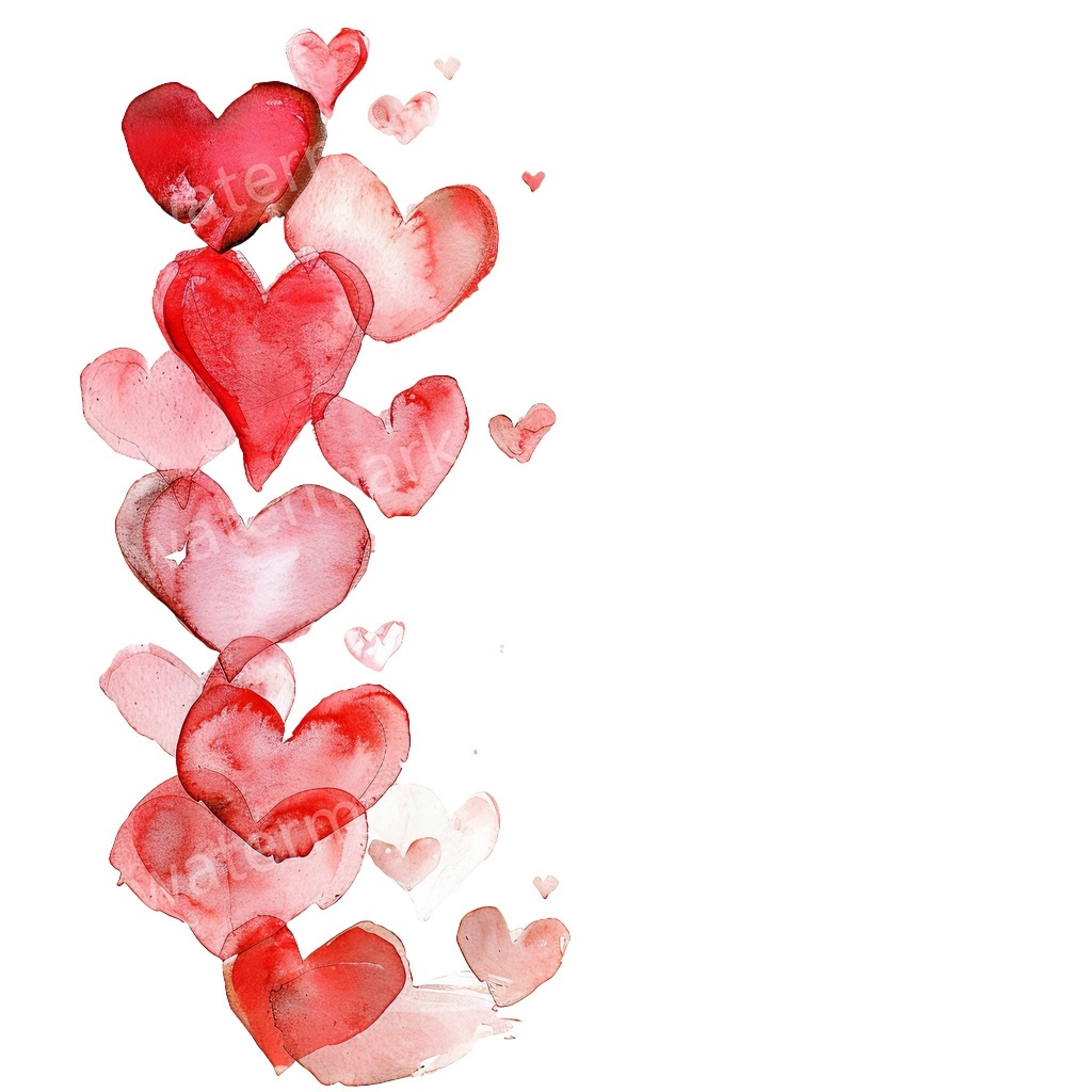 ハートのコーナー&エッジ 15点セット|水彩風クリップアート|高画質PNG・デジタル素材