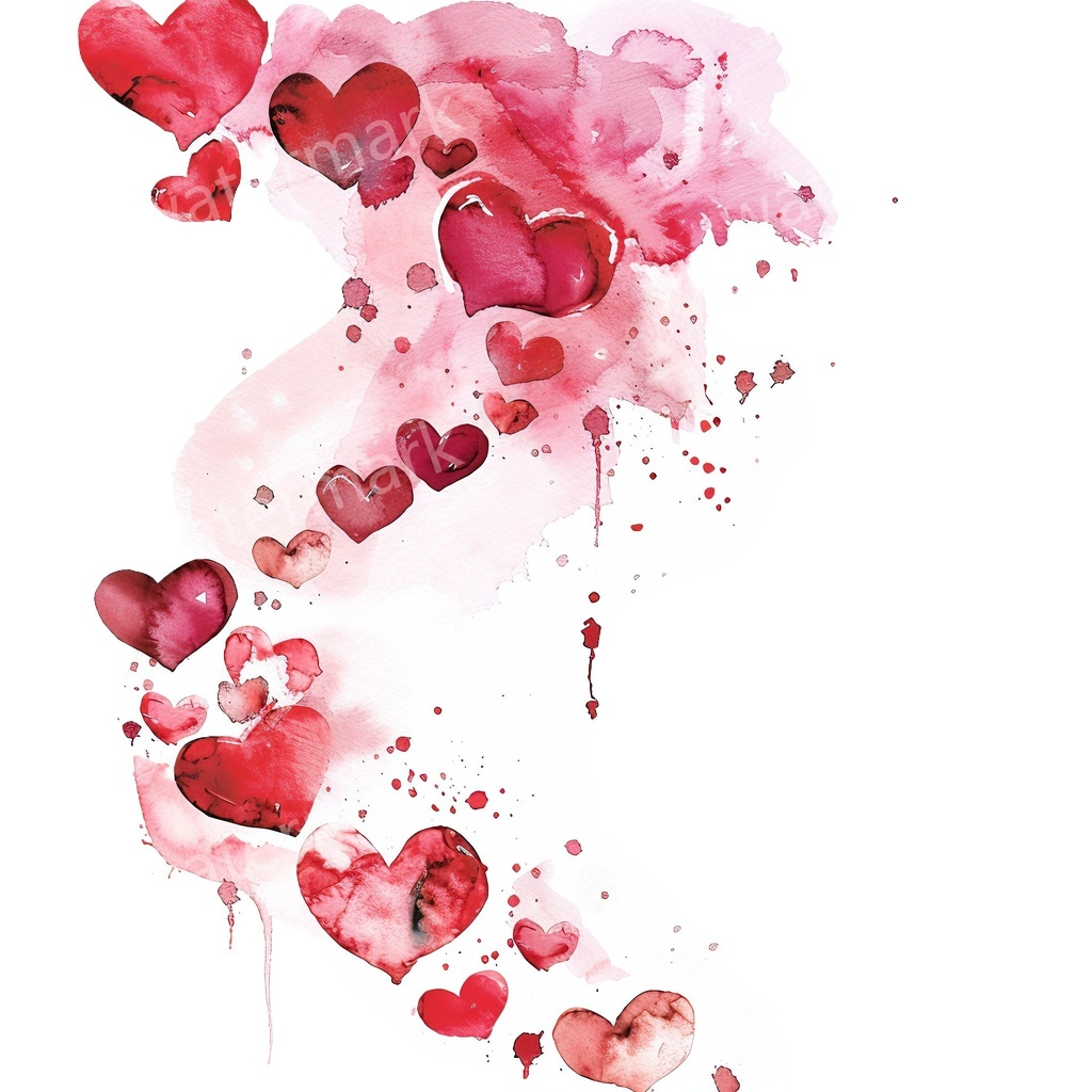 ハートのコーナー&エッジ 15点セット|水彩風クリップアート|高画質PNG・デジタル素材