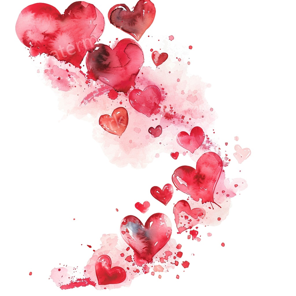 ハートのコーナー&エッジ 15点セット|水彩風クリップアート|高画質PNG・デジタル素材