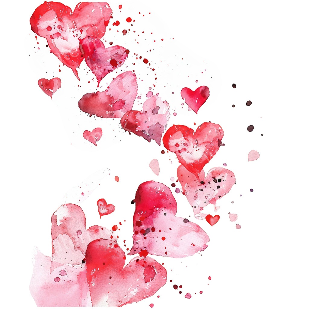 ハートのコーナー&エッジ 15点セット|水彩風クリップアート|高画質PNG・デジタル素材