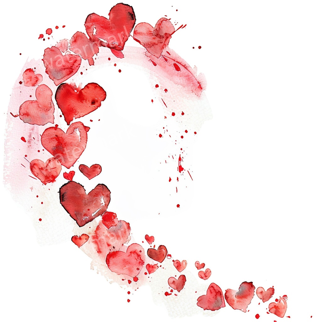 ハートのコーナー＆エッジ 15点セット｜水彩風クリップアート｜高画質PNG・デジタル素材