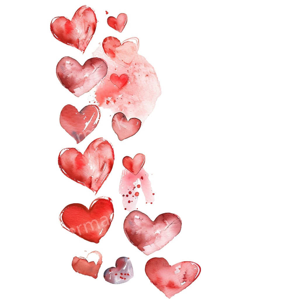 ハートのコーナー&エッジ 15点セット|水彩風クリップアート|高画質PNG・デジタル素材