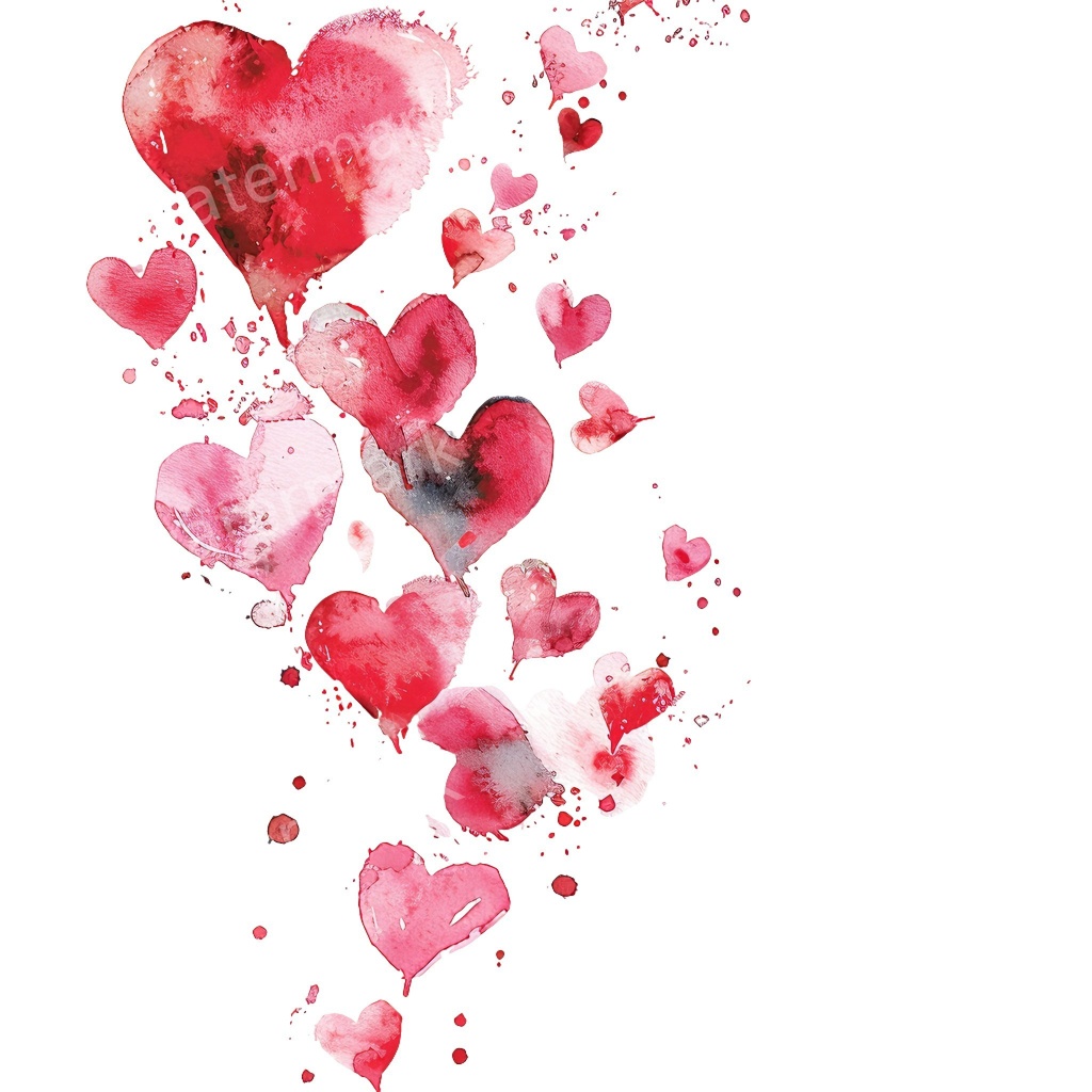 ハートのコーナー&エッジ 15点セット|水彩風クリップアート|高画質PNG・デジタル素材