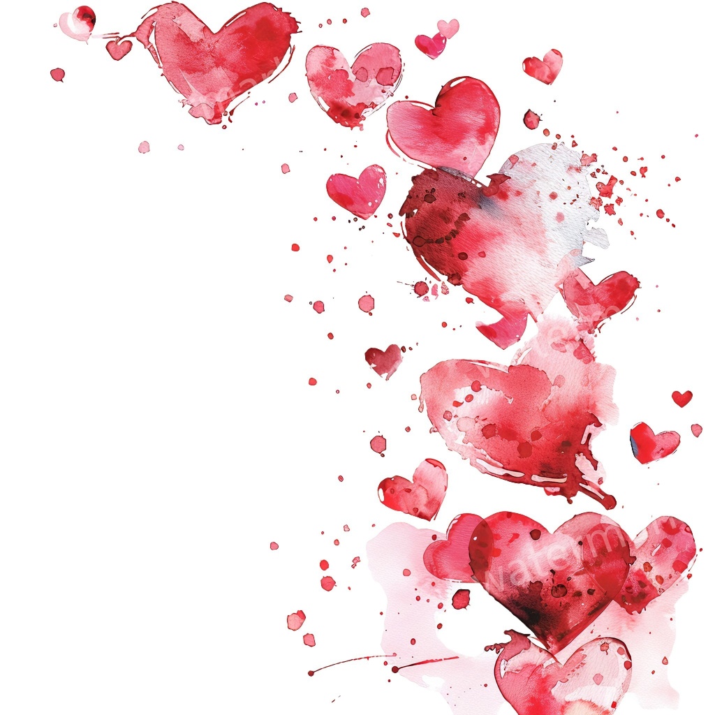 ハートのコーナー&エッジ 15点セット|水彩風クリップアート|高画質PNG・デジタル素材