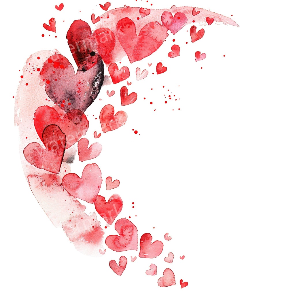 ハートのコーナー&エッジ 15点セット|水彩風クリップアート|高画質PNG・デジタル素材