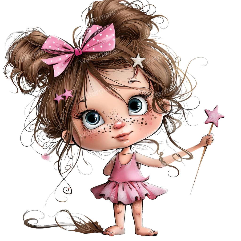 かわいい幼児の女の子 イラスト素材 20点セット|ゆめかわ・水彩風|高画質PNG|デジタル素材