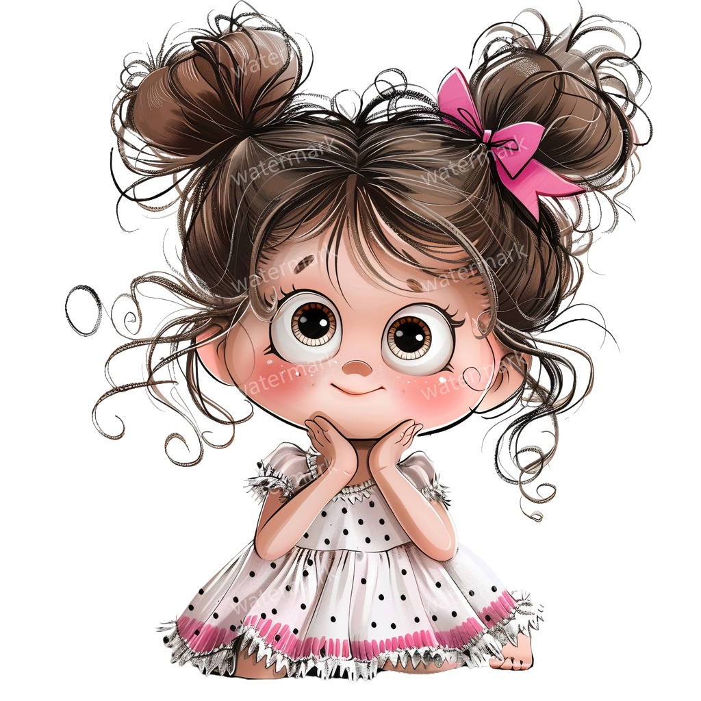 かわいい幼児の女の子 イラスト素材 20点セット|ゆめかわ・水彩風|高画質PNG|デジタル素材