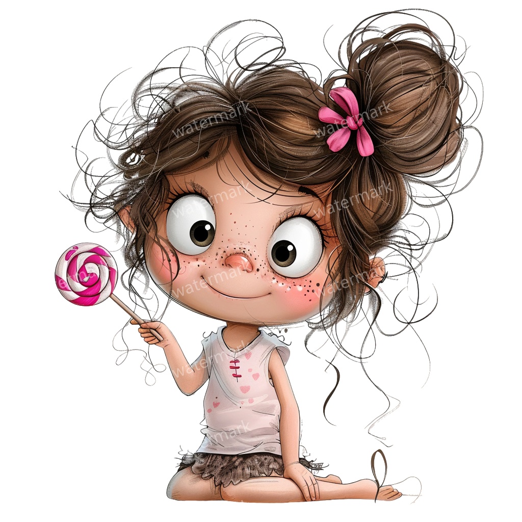 かわいい幼児の女の子 イラスト素材 20点セット|ゆめかわ・水彩風|高画質PNG|デジタル素材