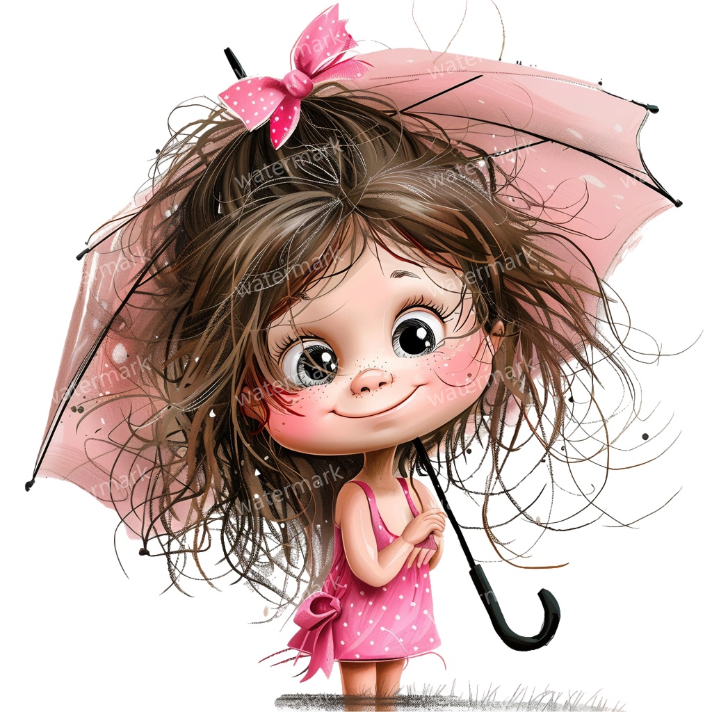 かわいい幼児の女の子 イラスト素材 20点セット|ゆめかわ・水彩風|高画質PNG|デジタル素材