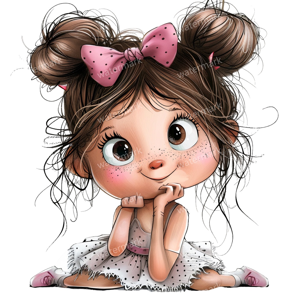 かわいい幼児の女の子 イラスト素材 20点セット|ゆめかわ・水彩風|高画質PNG|デジタル素材