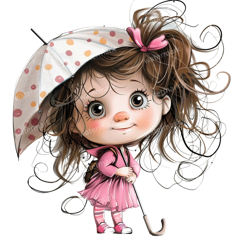 かわいい幼児の女の子 イラスト素材 20点セット|ゆめかわ・水彩風|高画質PNG|デジタル素材
