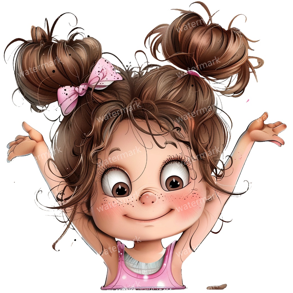 かわいい幼児の女の子 イラスト素材 20点セット|ゆめかわ・水彩風|高画質PNG|デジタル素材