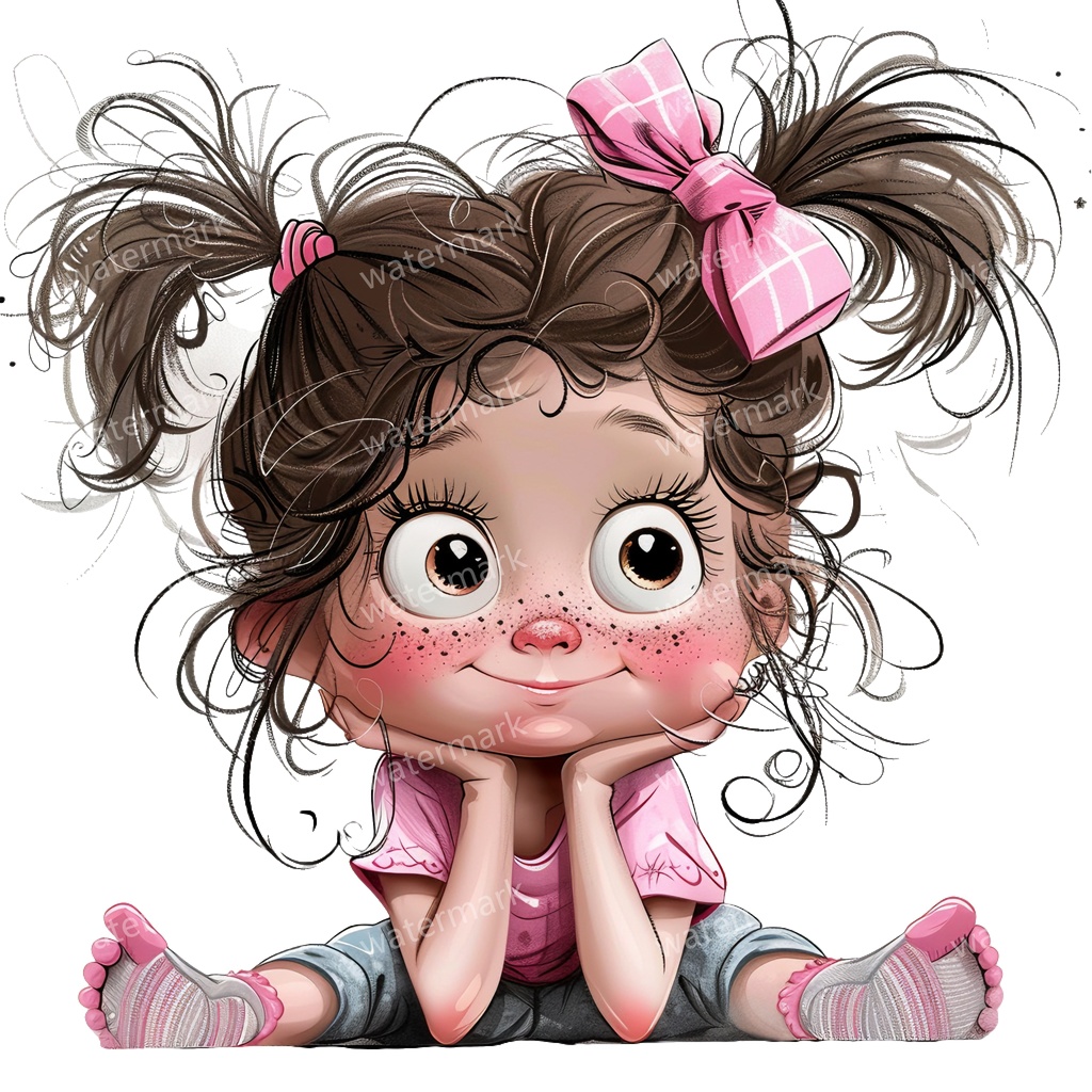 かわいい幼児の女の子 イラスト素材 20点セット|ゆめかわ・水彩風|高画質PNG|デジタル素材