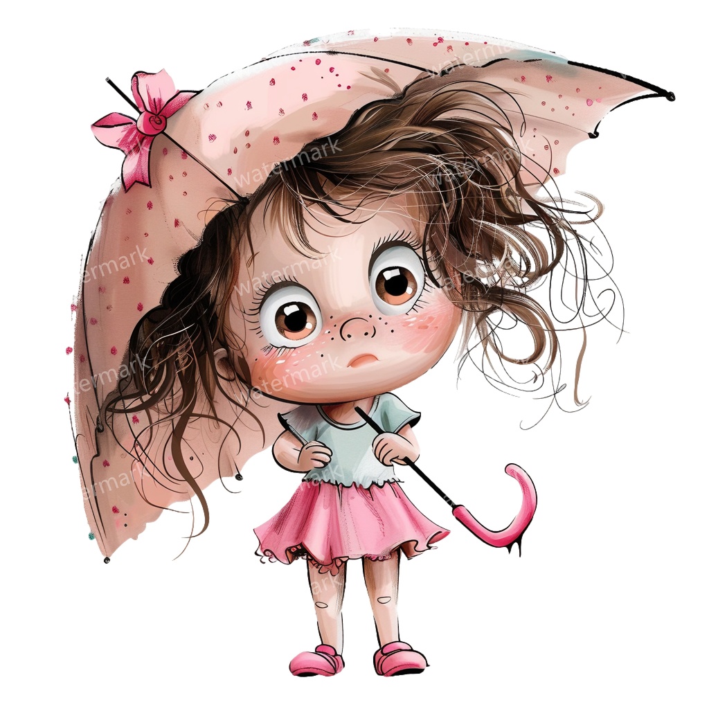 かわいい幼児の女の子 イラスト素材 20点セット|ゆめかわ・水彩風|高画質PNG|デジタル素材