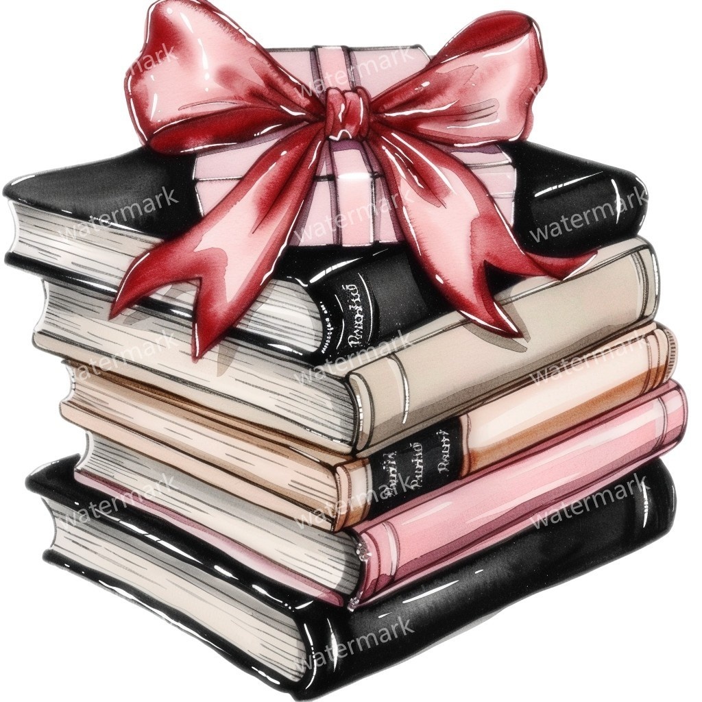 リボン付きハードカバー本 イラスト素材 12点セット|水彩風|高画質PNG|デジタル素材