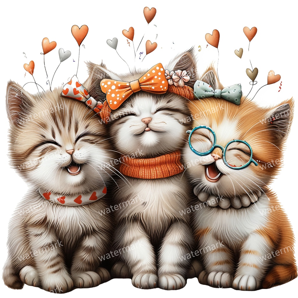 子猫&猫のイラスト素材 19点セット|水彩風|高画質PNG|デジタル素材