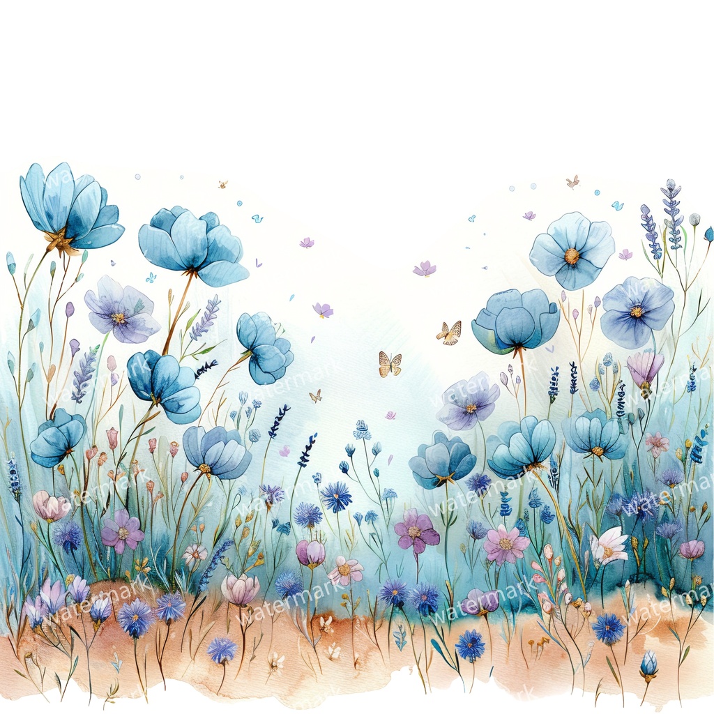 野原の花 イラスト素材 18点セット|水彩風|高画質PNG|デジタル素材