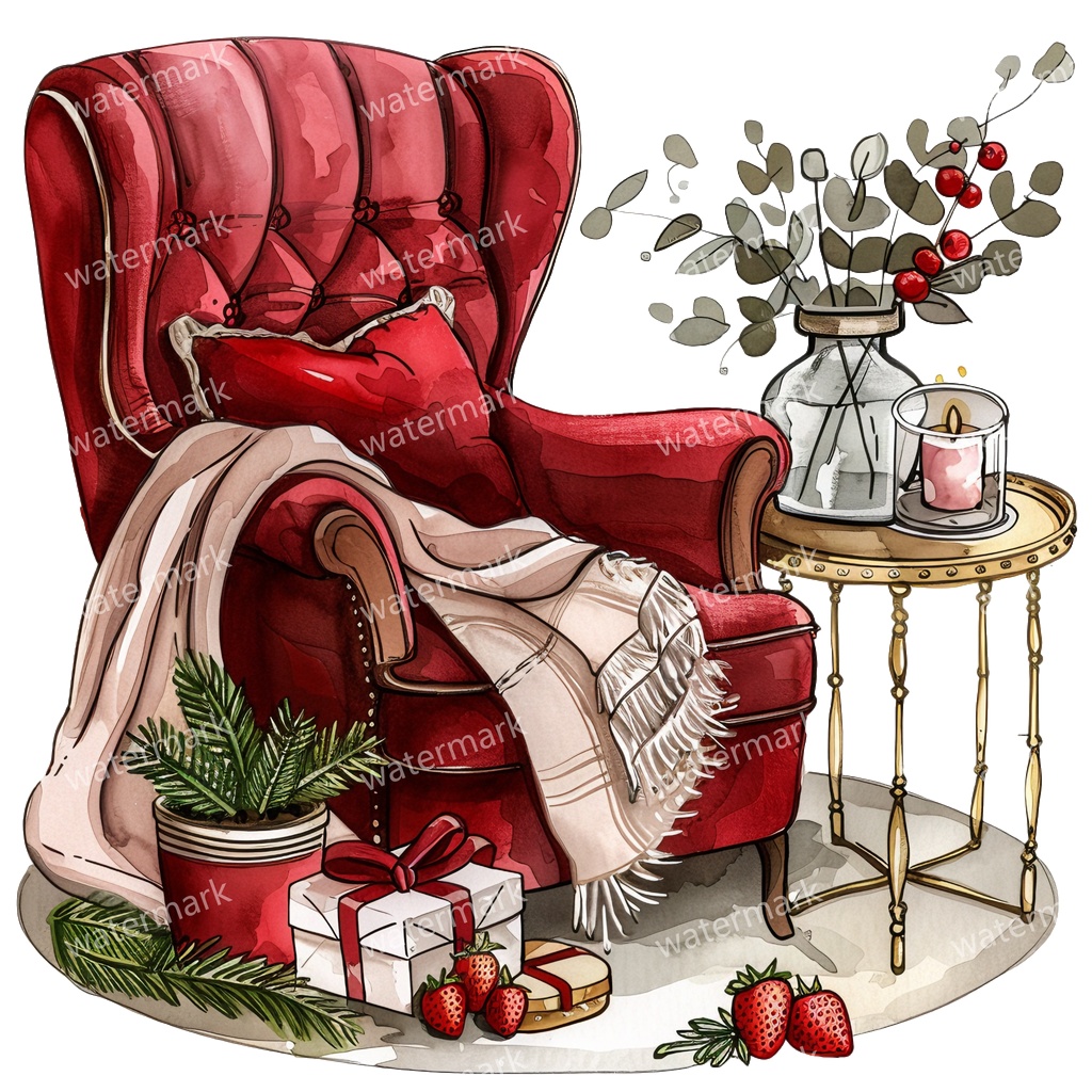 アームチェアのイラスト素材 20点セット|水彩風|高画質PNG|デジタル素材