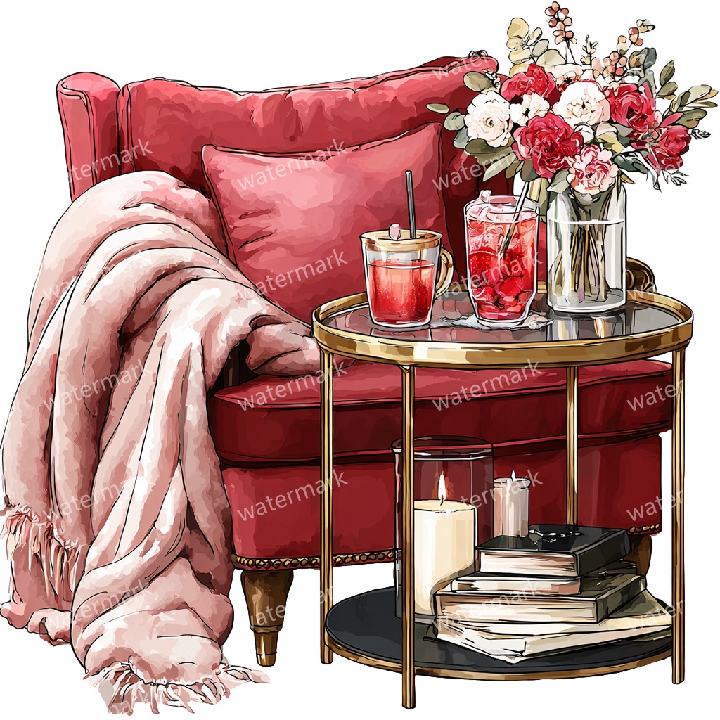 アームチェアのイラスト素材 20点セット|水彩風|高画質PNG|デジタル素材