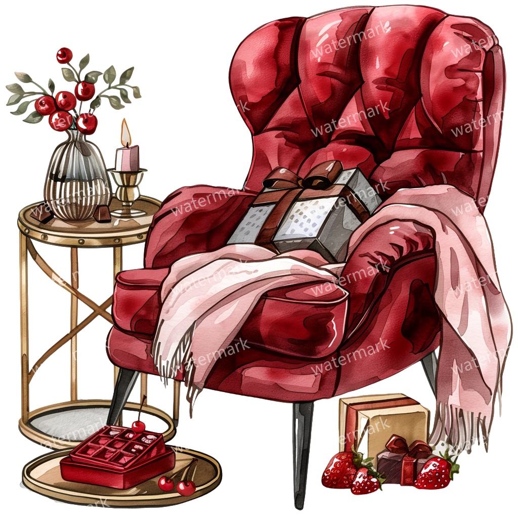 アームチェアのイラスト素材 20点セット|水彩風|高画質PNG|デジタル素材