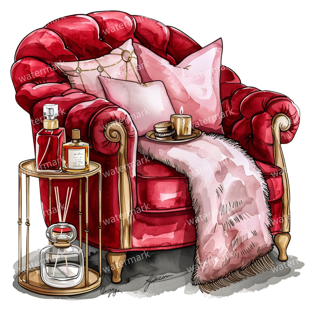 アームチェアのイラスト素材 20点セット|水彩風|高画質PNG|デジタル素材