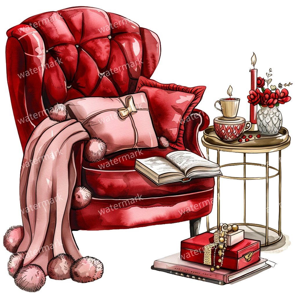 アームチェアのイラスト素材 20点セット|水彩風|高画質PNG|デジタル素材