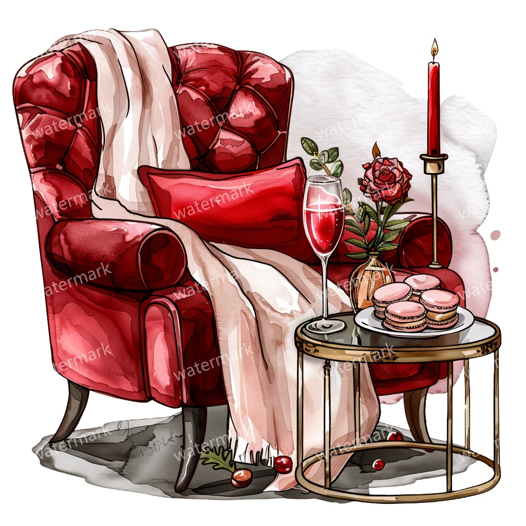 アームチェアのイラスト素材 20点セット|水彩風|高画質PNG|デジタル素材