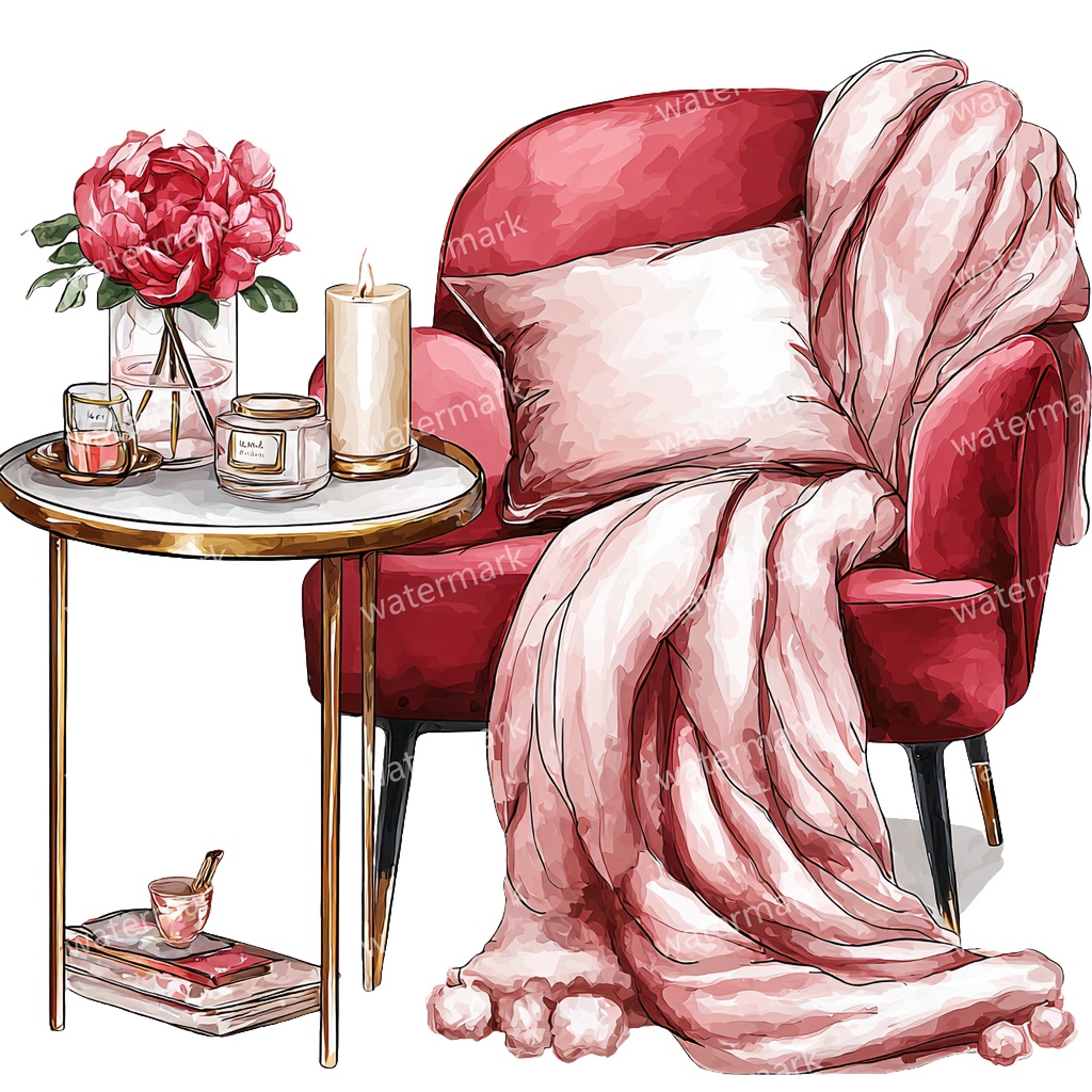 アームチェアのイラスト素材 20点セット|水彩風|高画質PNG|デジタル素材