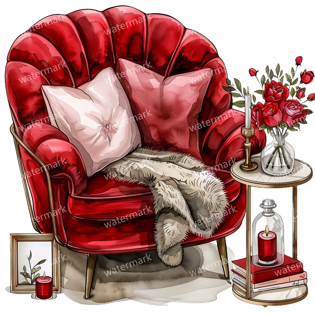 アームチェアのイラスト素材 20点セット|水彩風|高画質PNG|デジタル素材