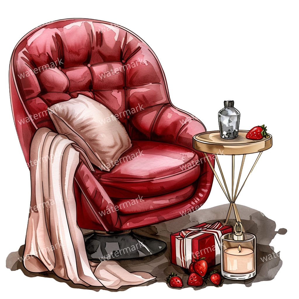 アームチェアのイラスト素材 20点セット|水彩風|高画質PNG|デジタル素材