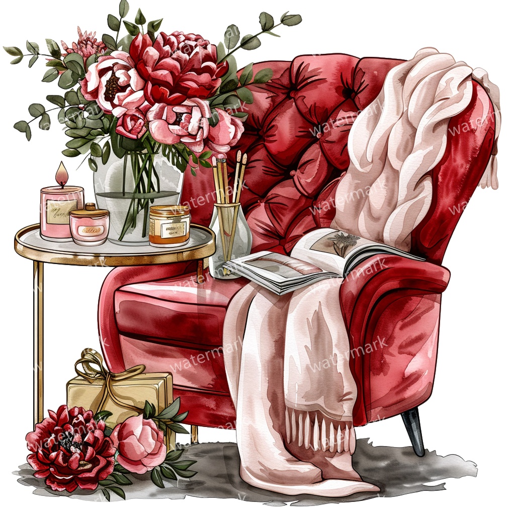 アームチェアのイラスト素材 20点セット|水彩風|高画質PNG|デジタル素材